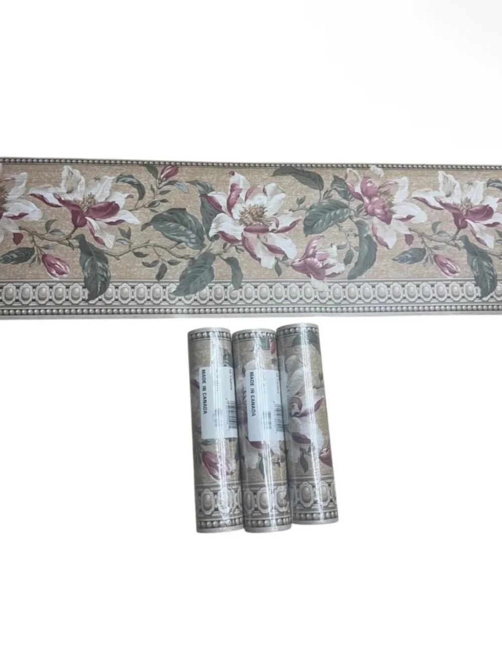 Vintage Wallpaper Border Floral Molding Architecture French 30 yard 3 Rolls NEW
